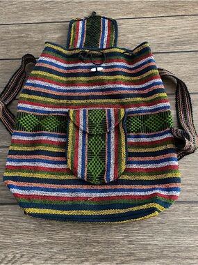 Artesanias Mr. Pinzon Woven Textile Multicolor Hippie Boho Bag Backpack